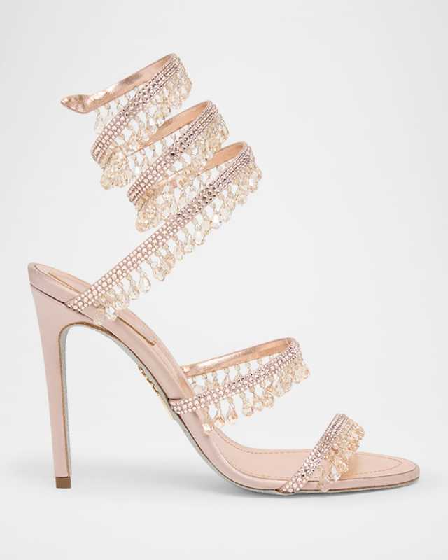 Chandelier Satin Snake Ankle Wrap Sandals
